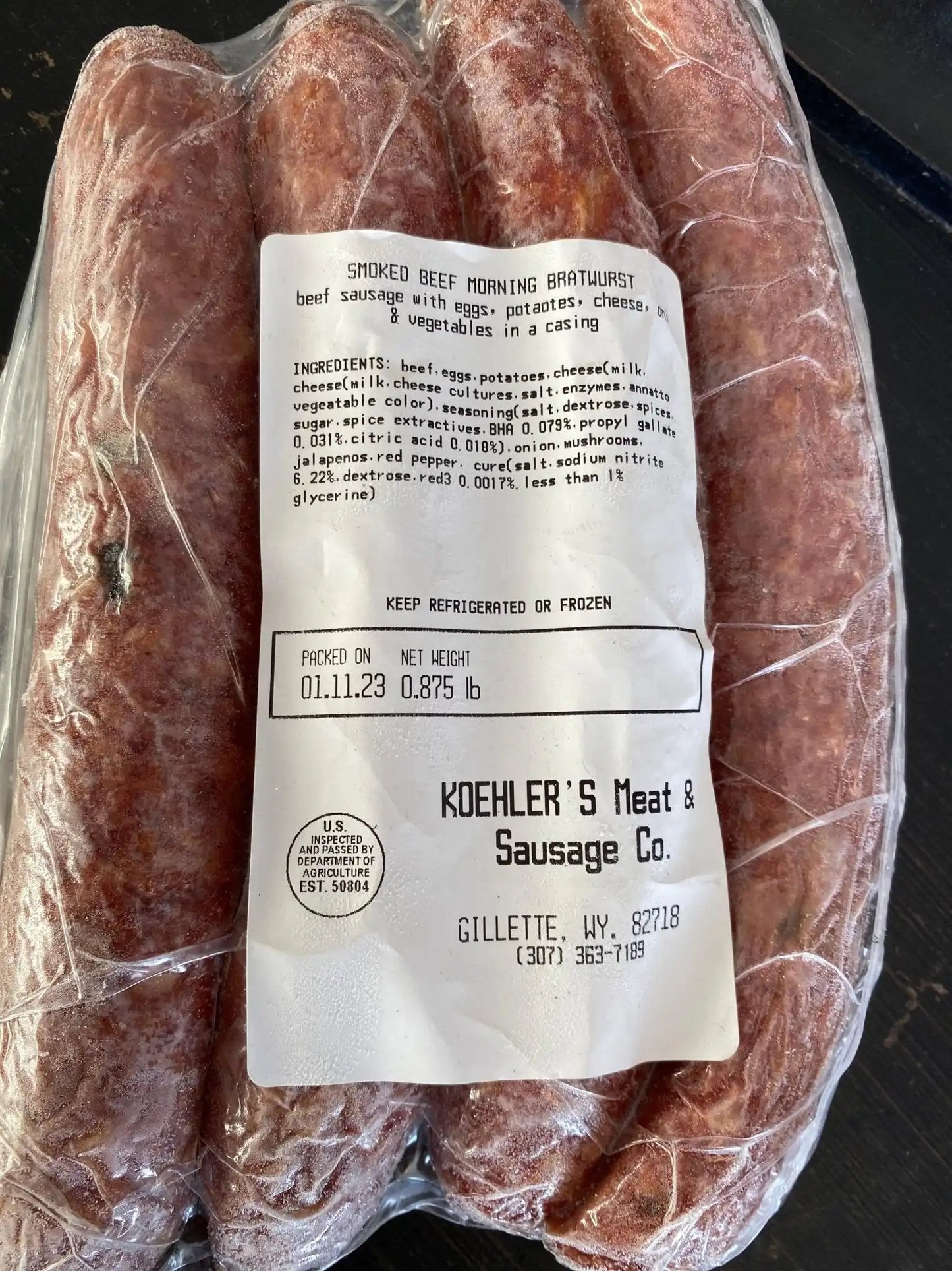 Custom Smoked Wagyu Beef Breakfast Bratwurst Sausages - The Hufeisen-Ranch (WYO Wagyu)