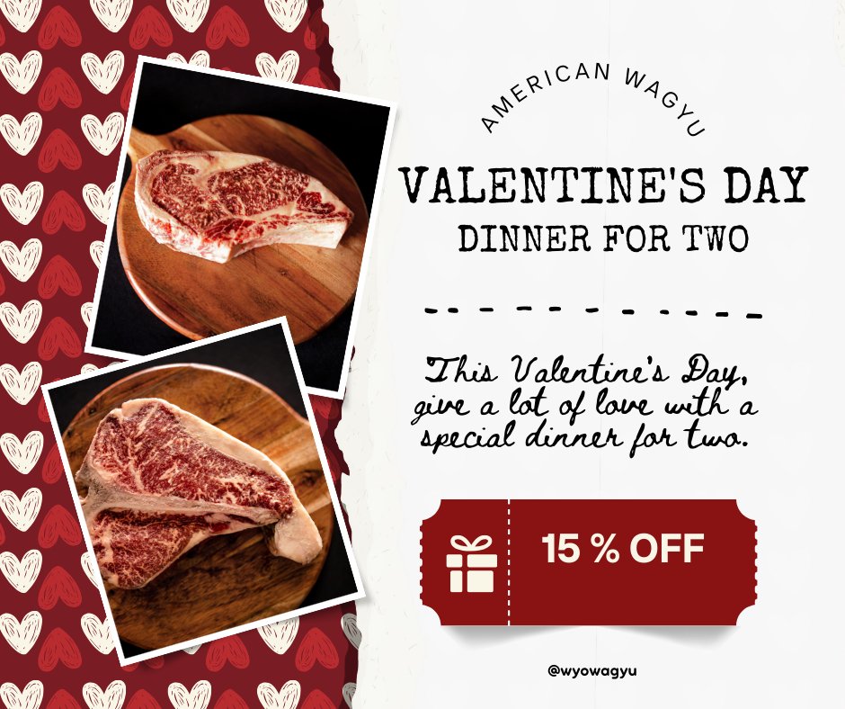 Valentines Day Dinner for Two - The Hufeisen-Ranch (WYO Wagyu)