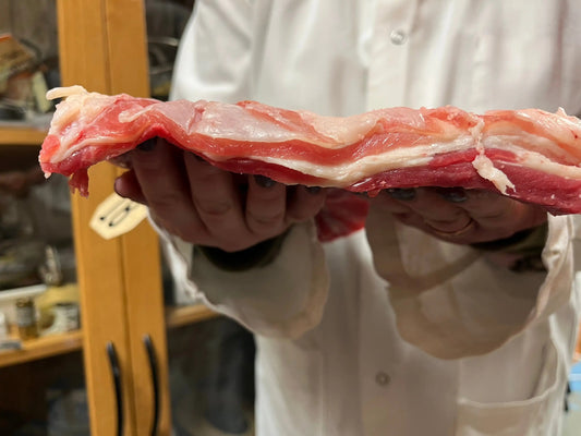 Pasture Raised Mangalitsa Pork BellyIndulge in the exquisite taste of our Pasture Raised Mangalitsa Pork Belly. Renowned for its rich marbling and incredible flavor, this heritage pork cut is a culinarPasture Raised Mangalitsa Pork BellyThe Hufeisen-Ranch (WYO Wagyu)