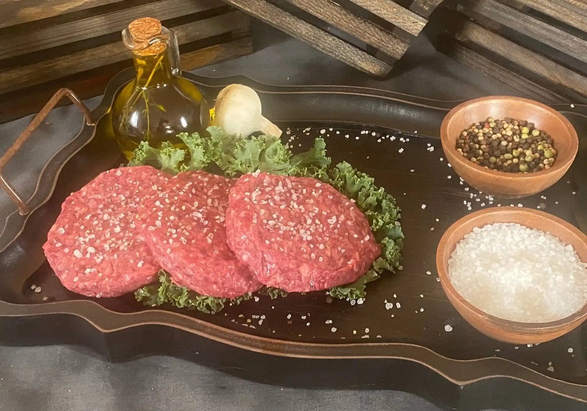 100% All-Natural Grass-fed American Wagyu (3) 1/3lb Beef PattiesExperience the unparalleled indulgence of our All-Natural Fullblood Japanese Wagyu 1/3lb beef patties. Sourced from the finest Japanese Wagyu cattle, these patties o100%The Hufeisen-Ranch (WYO Wagyu)