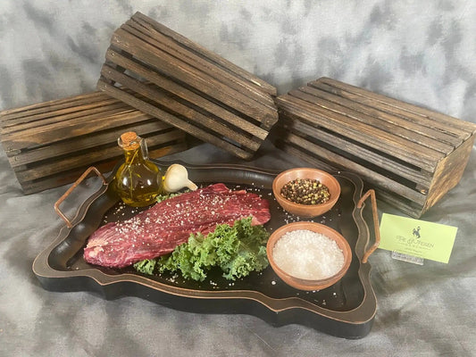 100% All-Natural Grass-fed American Wagyu Flank SteakIndulge in the exceptional tenderness and robust flavor of our Wagyu Flank Steak. Sourced from the finest Wagyu cattle, this cut is known for its versatility and ric100%The Hufeisen-Ranch (WYO Wagyu)