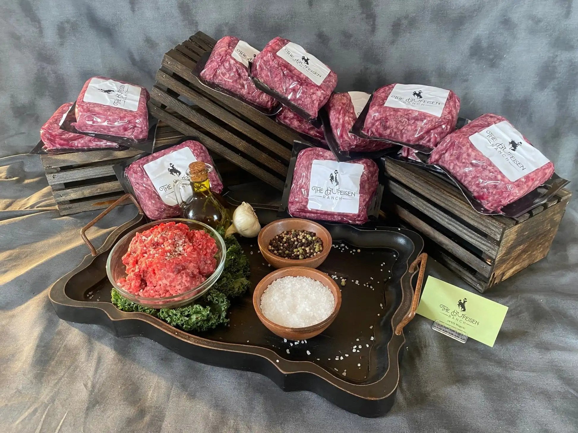 100% All-Natural Grass-fed American Wagyu Ground BeefExperience the exceptional quality and flavor of our Wagyu Ground Beef. Made from premium Wagyu beef, this ground meat boasts a rich and buttery taste that sets it a100%The Hufeisen-Ranch (WYO Wagyu)