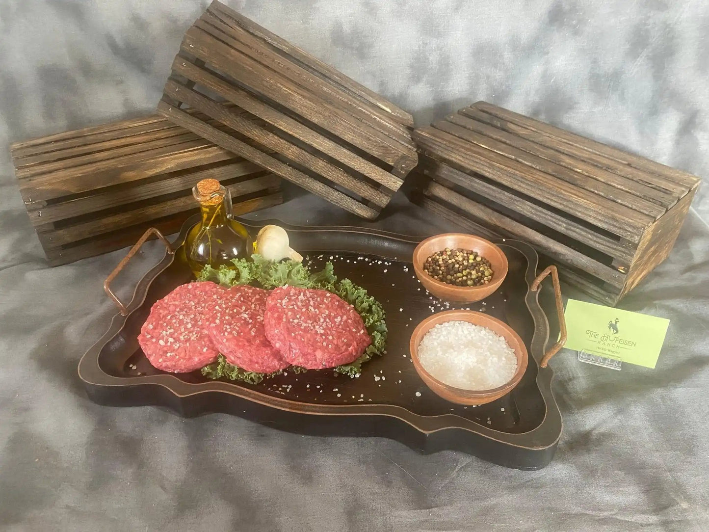 100% All-Natural Grass-Fed Pasture-Raised Wagyu (3) 1/3lb Burger PattiExperience the unparalleled indulgence of our All-Natural Grass-Fed Pasture-Raised Wagyu 1/3lb beef patties. Sourced from the finest Wagyu cattle, these patties offe100%The Hufeisen-Ranch (WYO Wagyu)