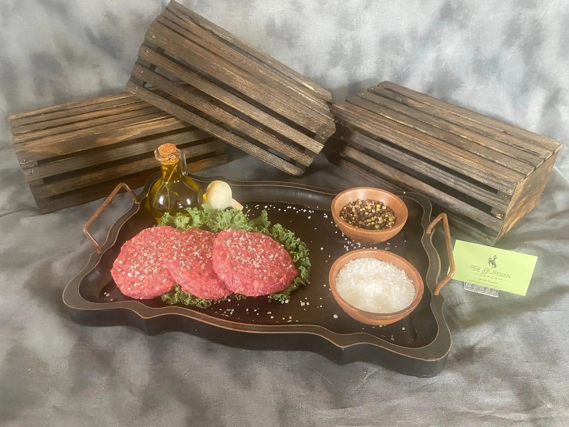 100% All-Natural Grass-Fed Pasture-Raised Wagyu (3) 1/3lb Burger PattiExperience the unparalleled indulgence of our All-Natural Grass-Fed Pasture-Raised Wagyu 1/3lb beef patties. Sourced from the finest Wagyu cattle, these patties offe100%The Hufeisen-Ranch (WYO Wagyu)