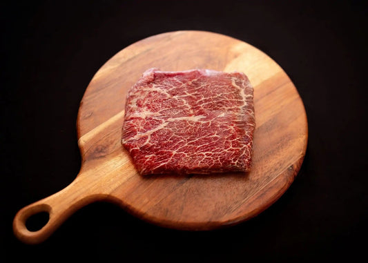 100% All-Natural Grass-Fed Pasture-Raised Wagyu Flat IronIntroducing our Grass-Fed Pasture-Raised Wagyu Flat Iron Steak, a masterpiece of flavor and tenderness straight from our ranch to your plate. Immerse yourself in the100%The Hufeisen-Ranch (WYO Wagyu)