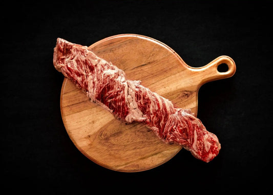 100% All-Natural Grass-Fed Pasture-Raised Wagyu Skirt SteakIndulge in a culinary experience like no other with Hufeisen Ranch's 100% All-Natural Grass-Fed Pasture-Raised Wagyu Skirt Steak. This cut is not your ordinary steak100%The Hufeisen-Ranch (WYO Wagyu)