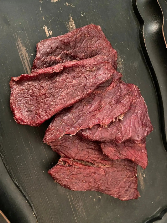 100% All-Natural Wagyu Whole Muscle JerkySavor the smokey, savory taste of Hufeisen Ranch's 100% All-Natural Wagyu Whole Muscle Jerky. Made from our high-quality, grass and flax-fed and finished Wagyu beef,-Natural WagyuThe Hufeisen-Ranch (WYO Wagyu)