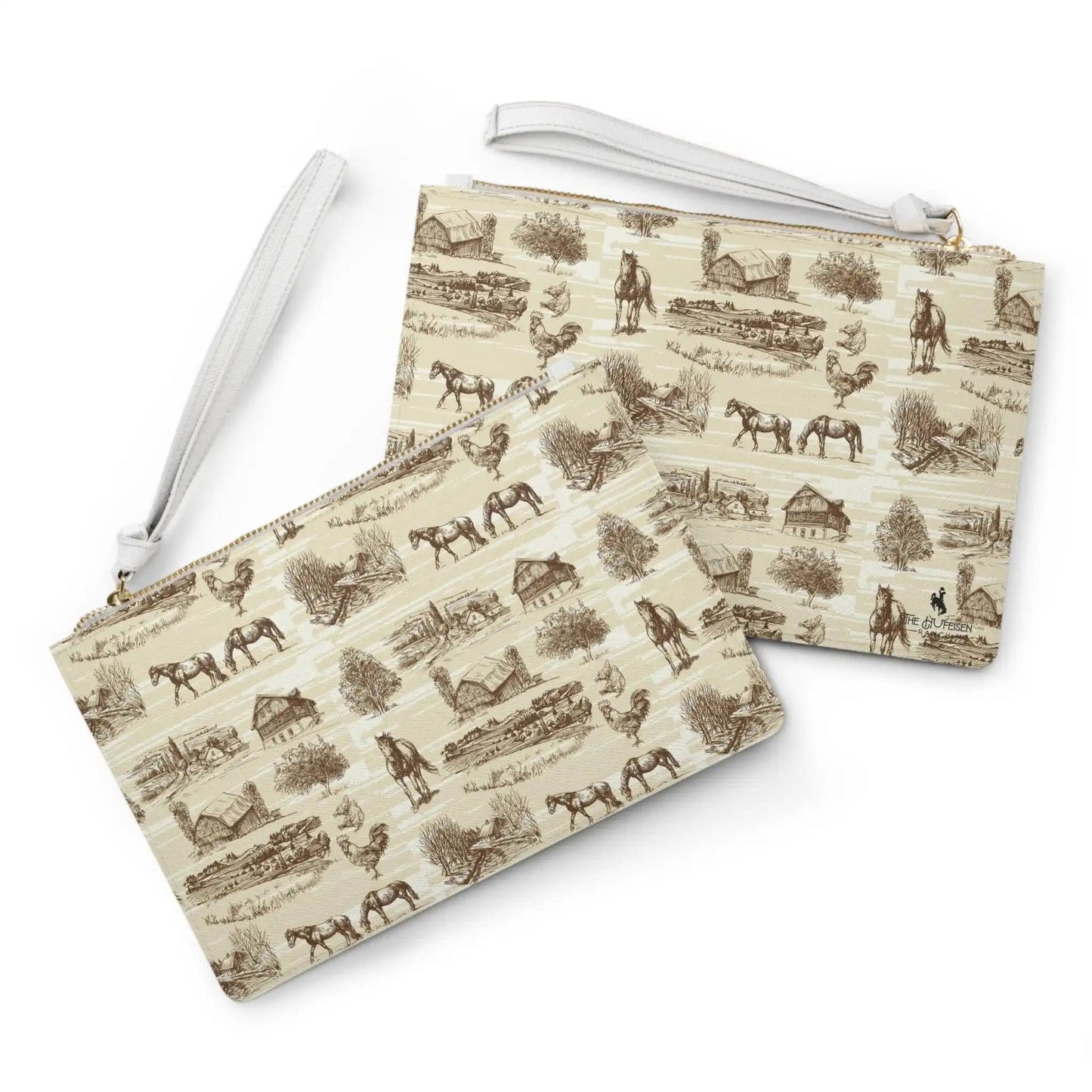 Country Farm Clutch BagDesigned with a loop handle to quickly free your hands, this custom clutch bag is made for the fashionista on the go. It can hold everyday essentials such as a phoneCountry Farm Clutch BagThe Hufeisen-Ranch (WYO Wagyu)Bags