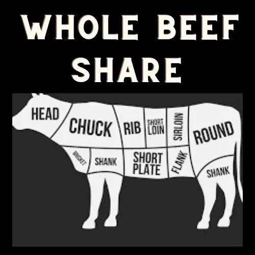 CSA Whole Grass-Fed Pasture-Raised Black Angus Beef Share Deposit
Whole Grass-Fed and Grass-Finished Black Angus Beef.  
All-Natural, No Antibiotics, No Hormones. 
 Bulk sold by whole beef.
Grass-fed and grass-finished Black AngusCSAThe Hufeisen-Ranch (WYO Wagyu)