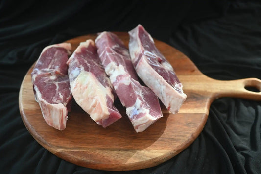 Grass-fed Icelandic Lamb Loin Steaks (4 Count)Savor the succulent taste of our Grass-Fed Icelandic Lamb Loin Steaks, a gourmet delight that promises an unforgettable dining experience. Sourced from the pristine Grass-fed Icelandic Lamb Loin Steaks (4 Count)The Hufeisen-Ranch (WYO Wagyu)