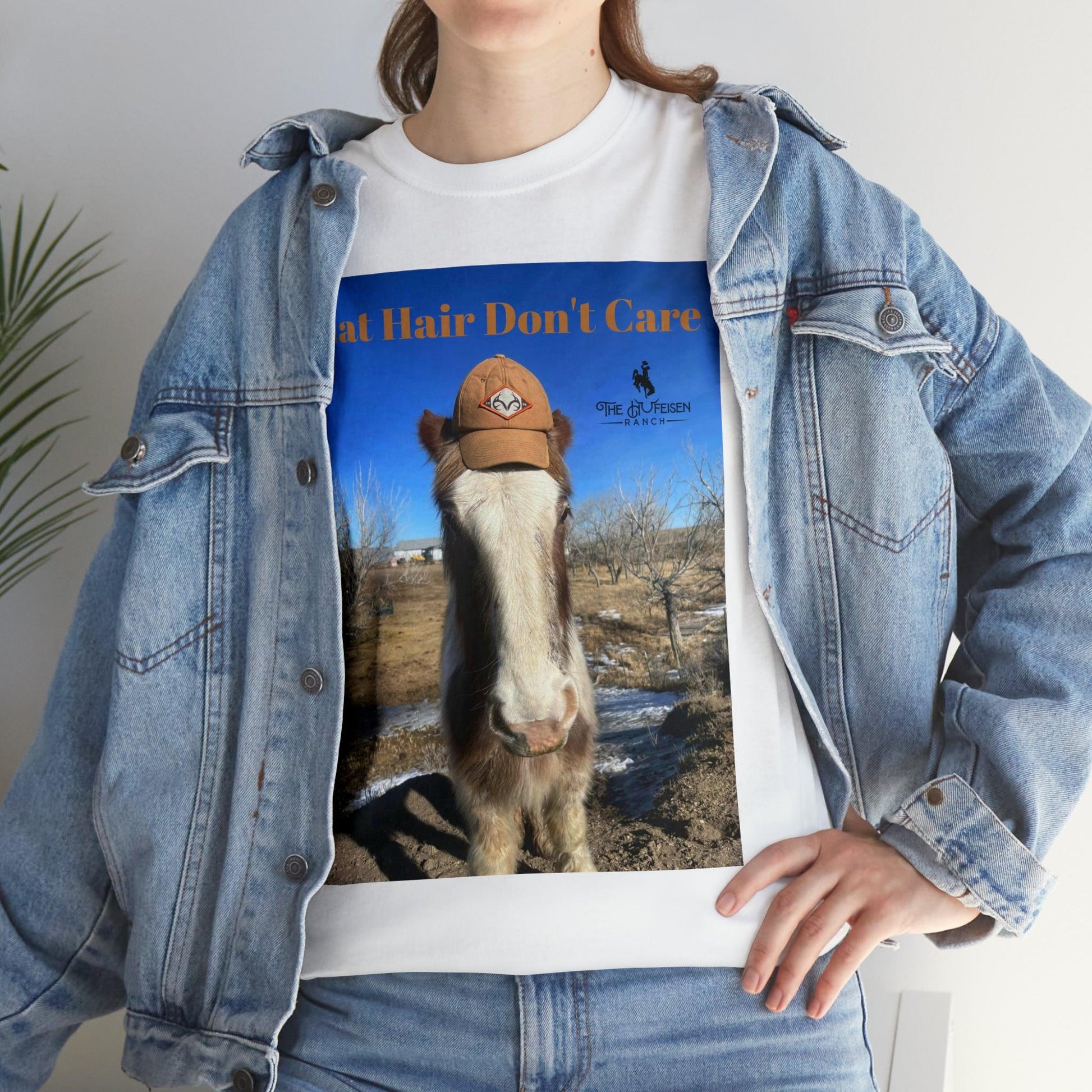 Hat Hair Don’t Care Heavy Cotton TeeThe heavy cotton tee is the basic staple of any wardrobe. It is the foundation upon which casual fashion grows. All it needs is a personalized design to elevate thinCare Heavy Cotton TeeThe Hufeisen-Ranch (WYO Wagyu)T-Shirt