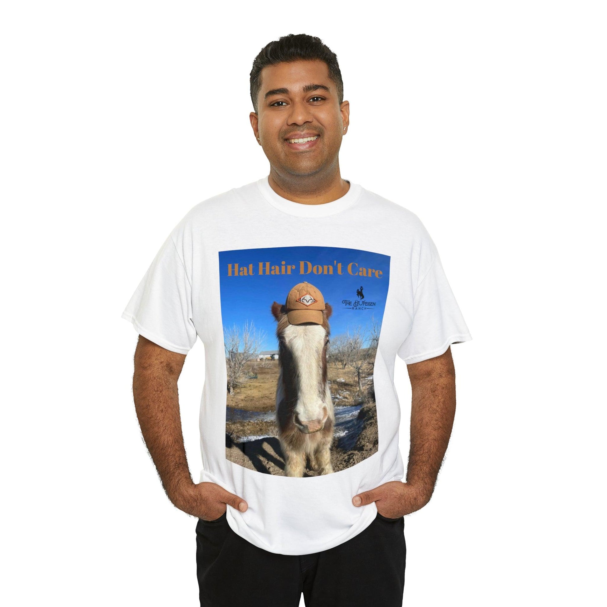 Hat Hair Don’t Care Heavy Cotton TeeThe heavy cotton tee is the basic staple of any wardrobe. It is the foundation upon which casual fashion grows. All it needs is a personalized design to elevate thinCare Heavy Cotton TeeThe Hufeisen-Ranch (WYO Wagyu)T-Shirt