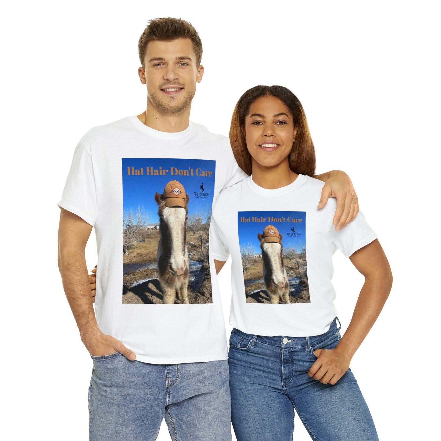 Hat Hair Don’t Care Heavy Cotton Tee - The Hufeisen-Ranch (WYO Wagyu)
