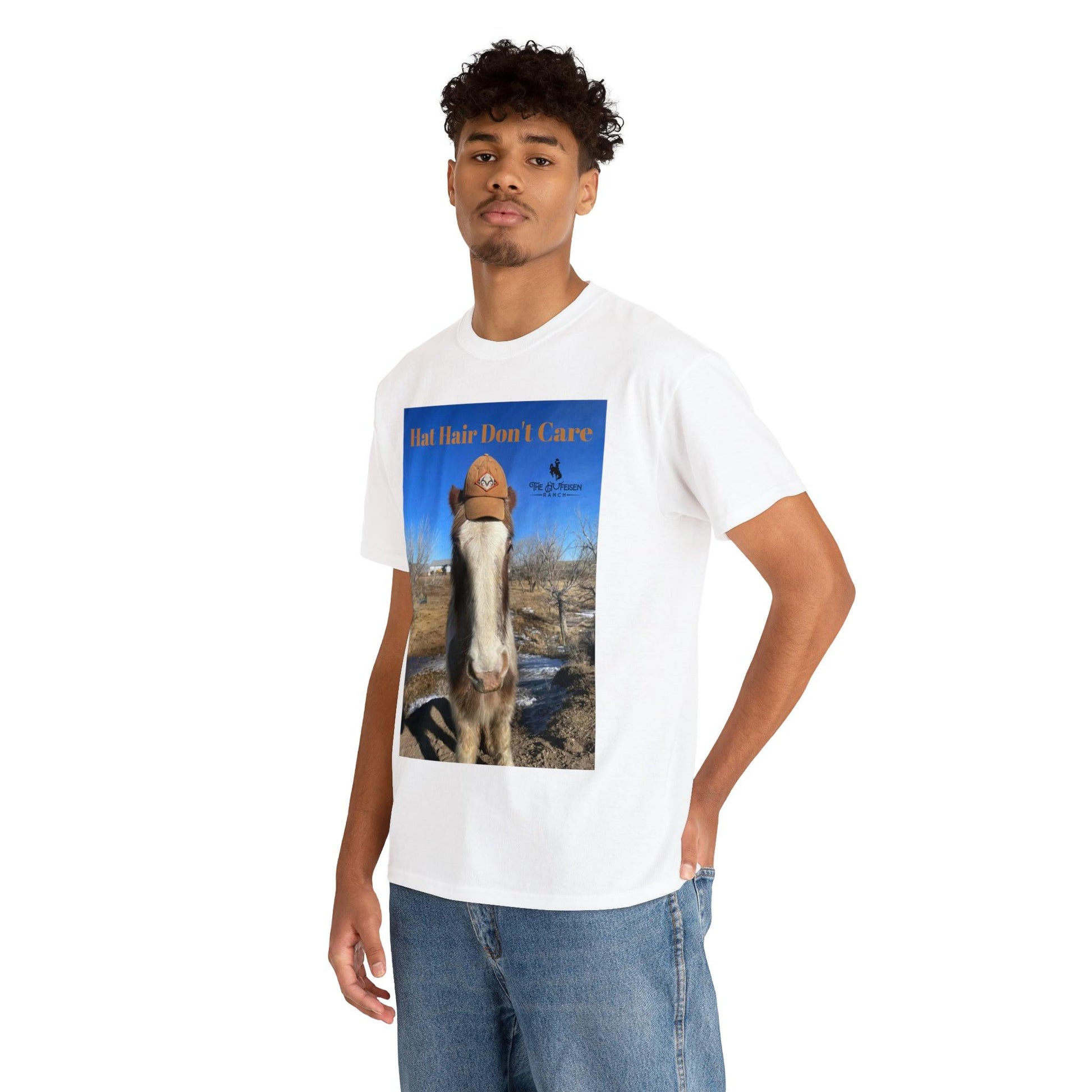Hat Hair Don’t Care Heavy Cotton Tee - The Hufeisen-Ranch (WYO Wagyu)