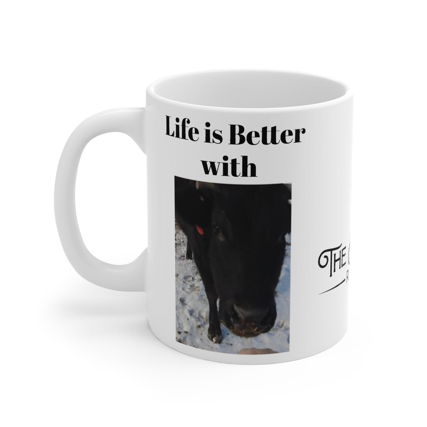 Life is Better with Cows Mug 11ozPerfect for coffee, tea and hot chocolate, this classic shape white, durable ceramic mug comes in the most popular size. High quality sublimation printing makes it aCows Mug 11ozThe Hufeisen-Ranch (WYO Wagyu)Mug