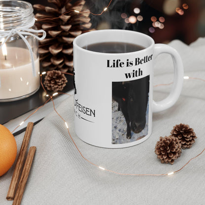 Life is Better with Cows Mug 11ozPerfect for coffee, tea and hot chocolate, this classic shape white, durable ceramic mug comes in the most popular size. High quality sublimation printing makes it aCows Mug 11ozThe Hufeisen-Ranch (WYO Wagyu)Mug