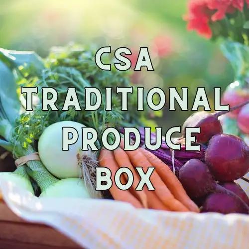 Our CSA Traditional Produce BoxBeginning May 2024!! If you are looking to sample one of our boxes, you have the option to choose a one-time purchase or you can subscribe now for the Summer Season CSA Traditional Produce BoxThe Hufeisen-Ranch (WYO Wagyu)