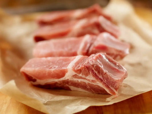 Pasture Raised Mangalitsa Country Style RibsSavor the exceptional taste of our Mangalitsa Pasture Raised Pork Country-Style "Ribs." These generous cuts are known for their rich, succulent flavor and versatilitPasture Raised Mangalitsa Country Style RibsThe Hufeisen-Ranch (WYO Wagyu)