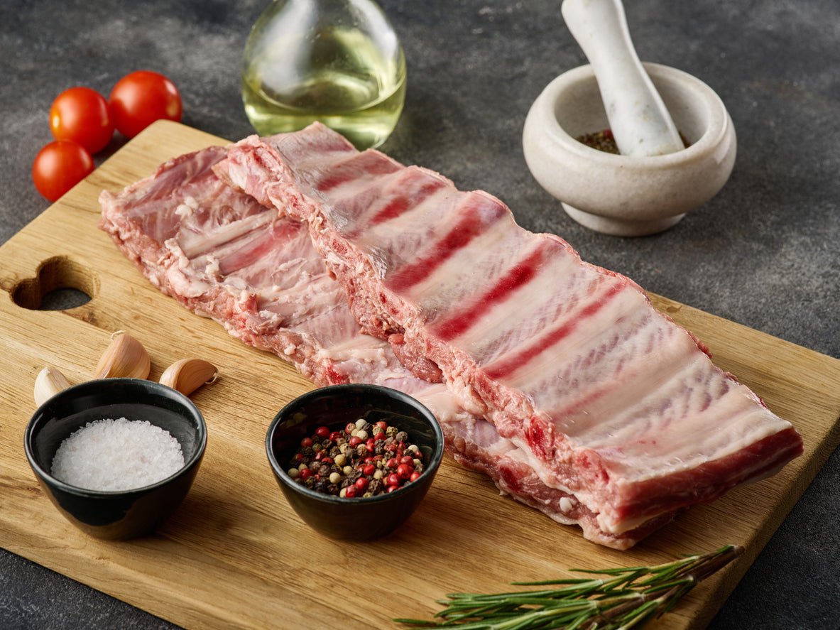 Pasture Raised Mangalitsa Pork Baby Back Ribs - The Hufeisen-Ranch (WYO Wagyu)