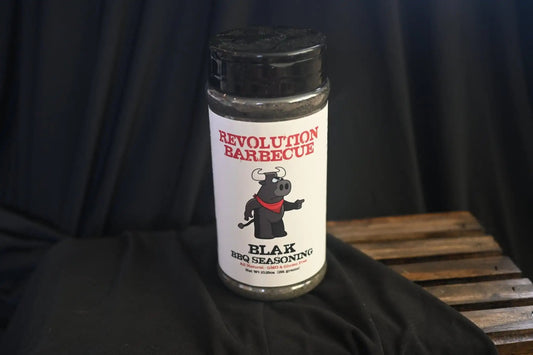 Revolution - Blak Seasoning (All-Natural Ingredients Only)🖤 Elevate your grilling game with Revolution Barbecue’s Blak BBQ Seasoning! 🔥💥 Experience the boldness of activated charcoal, creating an epic bark and flavor proRevolution - Blak Seasoning (The Hufeisen-Ranch (WYO Wagyu)