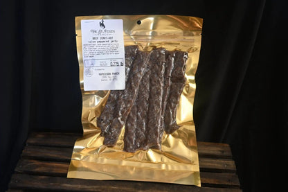 Smoked Wagyu Beef Jerky SticksIndulge in the savory perfection of our Smoked Wagyu Beef Jerky Sticks, expertly crafted by Koehler Meat and Sausage Co. Each bite offers a delightful blend of smokySmoked Wagyu Beef Jerky SticksThe Hufeisen-Ranch (WYO Wagyu)
