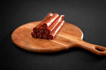 Smoked Wagyu Beef Snack SticksIndulge in the delectable Wagyu Beef Snack Sticks crafted by Koehler Meat and Sausage Co. These mouthwatering snack sticks are made using the finest cuts of Wagyu beSmoked Wagyu Beef Snack SticksThe Hufeisen-Ranch (WYO Wagyu)