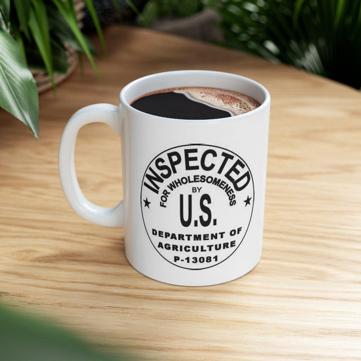 USDA Stamp Ceramic Mug 11ozWarm-up with a nice cuppa out of this customized ceramic coffee mug. Personalize it with cool designs, photos or logos to make that "aaahhh!" moment even better. It’USDA Stamp Ceramic Mug 11ozThe Hufeisen-Ranch (WYO Wagyu)Mug