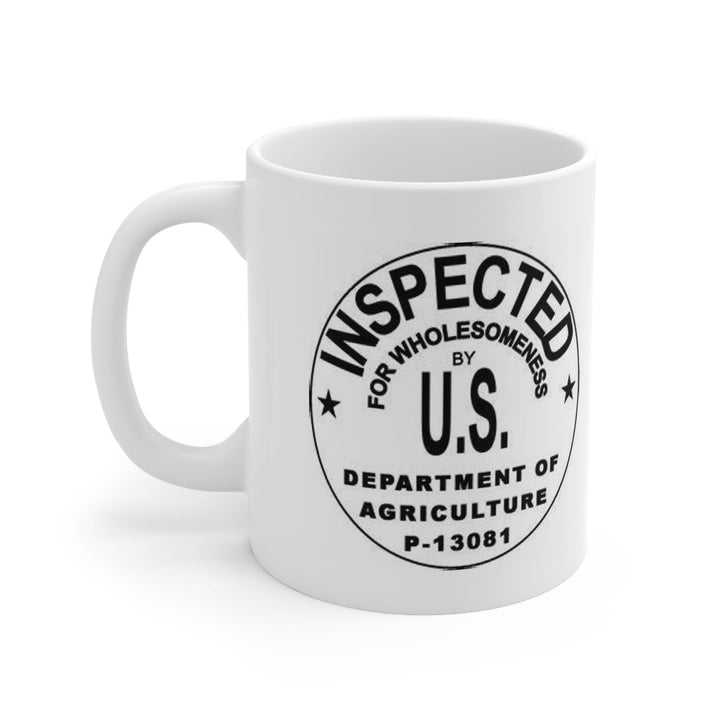 USDA Stamp Ceramic Mug 11ozWarm-up with a nice cuppa out of this customized ceramic coffee mug. Personalize it with cool designs, photos or logos to make that "aaahhh!" moment even better. It’USDA Stamp Ceramic Mug 11ozThe Hufeisen-Ranch (WYO Wagyu)Mug