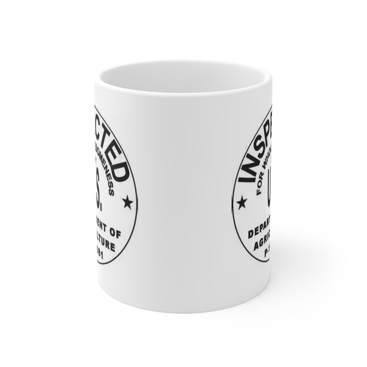 USDA Stamp Ceramic Mug 11ozWarm-up with a nice cuppa out of this customized ceramic coffee mug. Personalize it with cool designs, photos or logos to make that "aaahhh!" moment even better. It’USDA Stamp Ceramic Mug 11ozThe Hufeisen-Ranch (WYO Wagyu)Mug