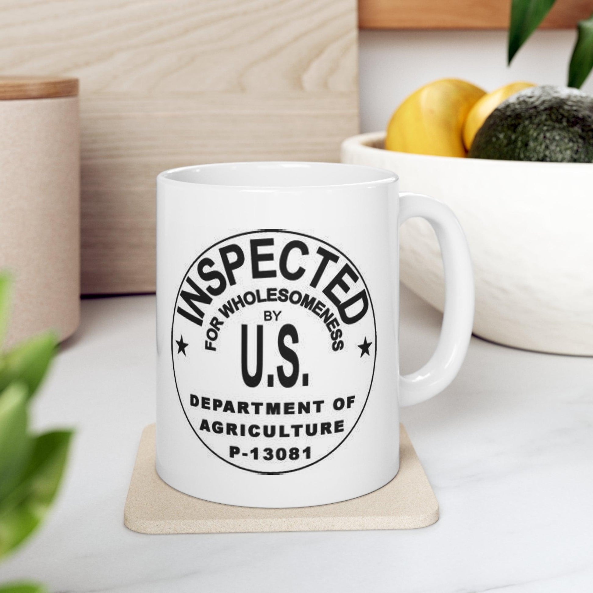 USDA Stamp Ceramic Mug 11ozWarm-up with a nice cuppa out of this customized ceramic coffee mug. Personalize it with cool designs, photos or logos to make that "aaahhh!" moment even better. It’USDA Stamp Ceramic Mug 11ozThe Hufeisen-Ranch (WYO Wagyu)Mug
