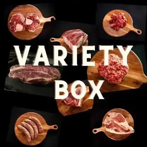 Butcher's Blend Variety Box If you are looking to just get a sample of all the available cuts, we will stock each box with a variety of cuts. This is just a small portion of the whole cow and aBlend Variety BoxThe Hufeisen-Ranch (WYO Wagyu)