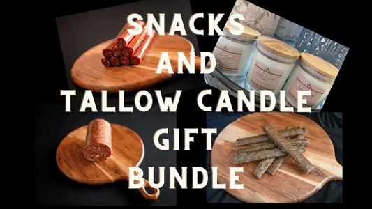 Wagyu Snacks and Tallow Candle Gift BundlePlease add your Personalized Message for Card in the Notes section before checkout.  












Introducing our Wagyu Snack Bundle—a delightful assortment perfect Tallow Candle Gift BundleThe Hufeisen-Ranch (WYO Wagyu)